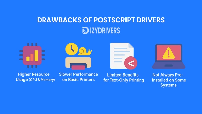 Drawbacks of PostScript Drivers