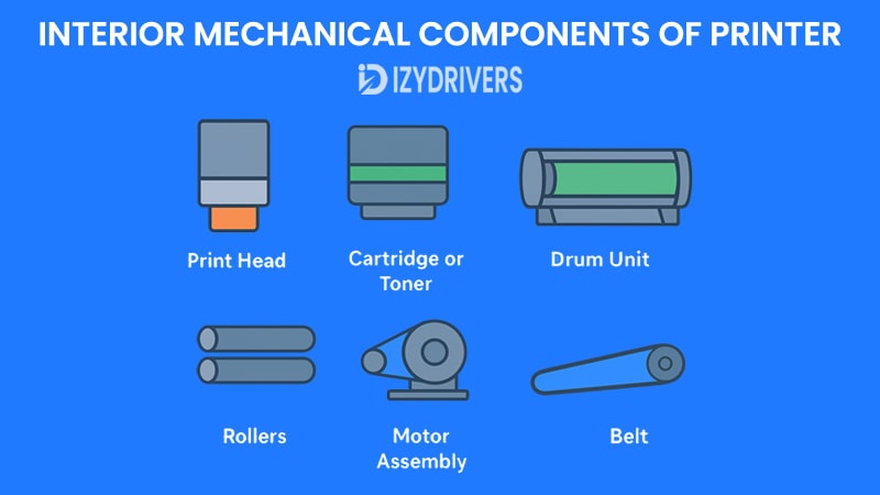 Interior Mechanical Components of Printer