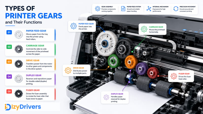 Common Types of Printer Gears and Their Functions